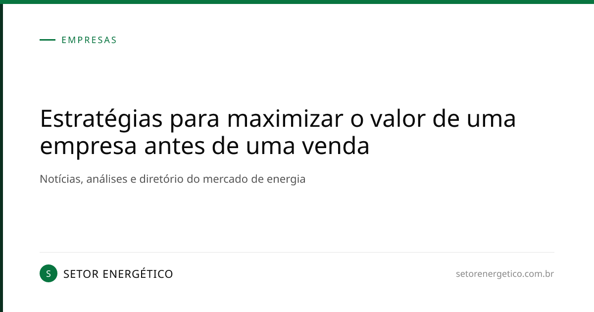 Estratégias para maximizar o valor de uma empresa antes de uma venda ...