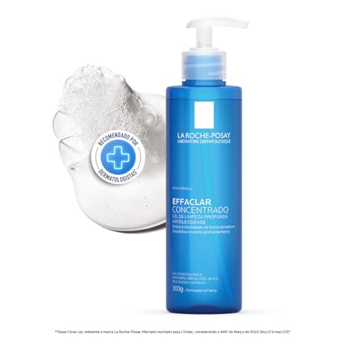 La Roche-posay Effaclar Gel Concentrado - Gel de Limpeza Facial, Limpa a Pele Profundamente Reduzindo a Oleosidade e Lesões Acneica, Limpeza Facial, Pele Oleosa, Ácido Salicílico, 300g