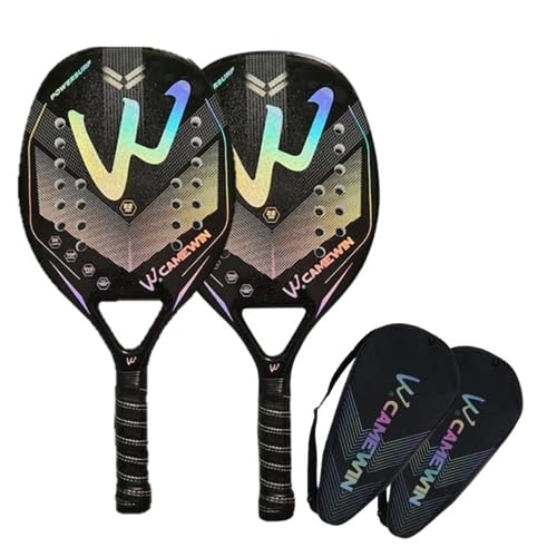 Kit 2 Raquetes de Beach Tennis Profissionais de Fibra de Carbono 3K e 2 Bolsas porta-raquete