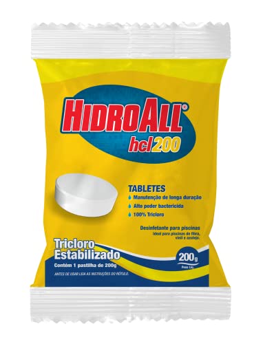 Cloro para piscinas hcl 200 HidroAll 200g pastilha