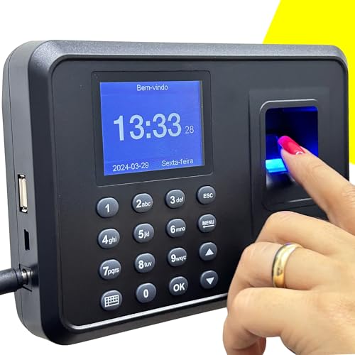 Relógio de Ponto Biométrico Digital Eletrônico Máquina Para Empresa Com Conexão USB Confirmação Sonora E Visual Impressão Digital Para Registro De Pontos Não Requer Instalação de Software