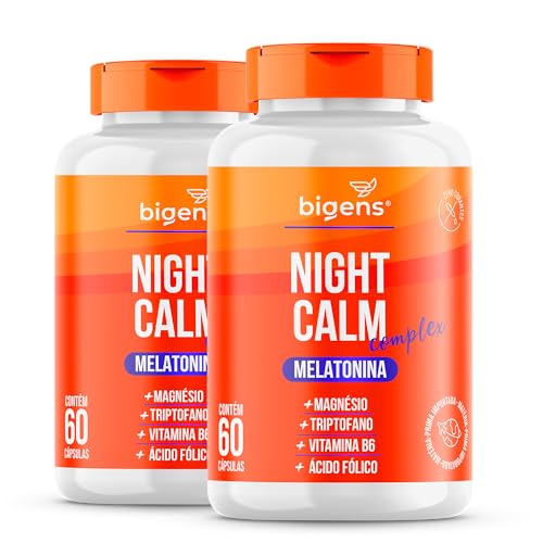 Night Calm Complex, Melatonina, magnésio, triptofano, Vitaminas B6 e B9, Biogens