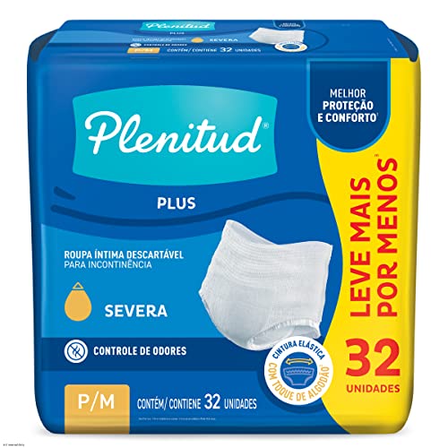 Plenitud Protect Plus - Roupa Íntima para Incontinência, tamanho P/M, 32 unidades