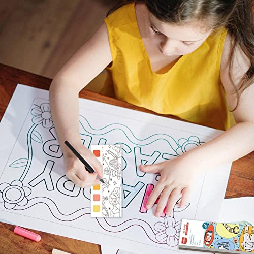 Aquarela Coloring Book Paint Kids - Crianças desenhar guache cor clara livro imagens - Livro desenho em aquarela bolso portátil com 6 estilos Fovolat