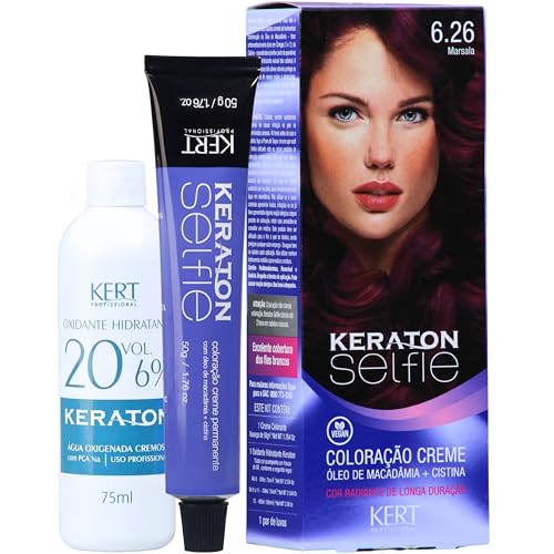 Keraton Coloração Permanente Em Creme Para Cabelos Com Cistina E Óleo De Macadâmia Selfie 50G Nº 6.26 Marsala