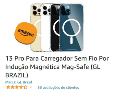 Capa Capinha Case Para Apple iPhone 13 Pro Para Carregador Sem Fio Por Indução Magnética Mag-Safe (GL BRAZIL)