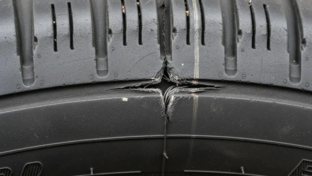 Pneu rasgado na lateral é perigoso